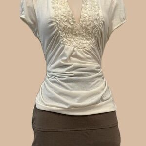 Women's Cream Ruffled Top